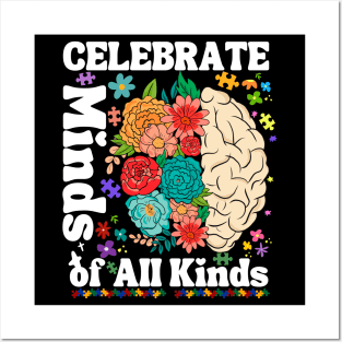 Celebrate Minds of All Kinds Autism Awareness Men Women Kids Posters and Art